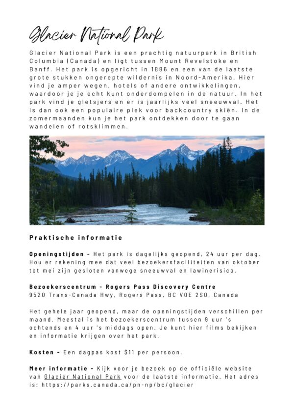 Glacier National Park Canada Bouwsteen - voorbeeldpagina
