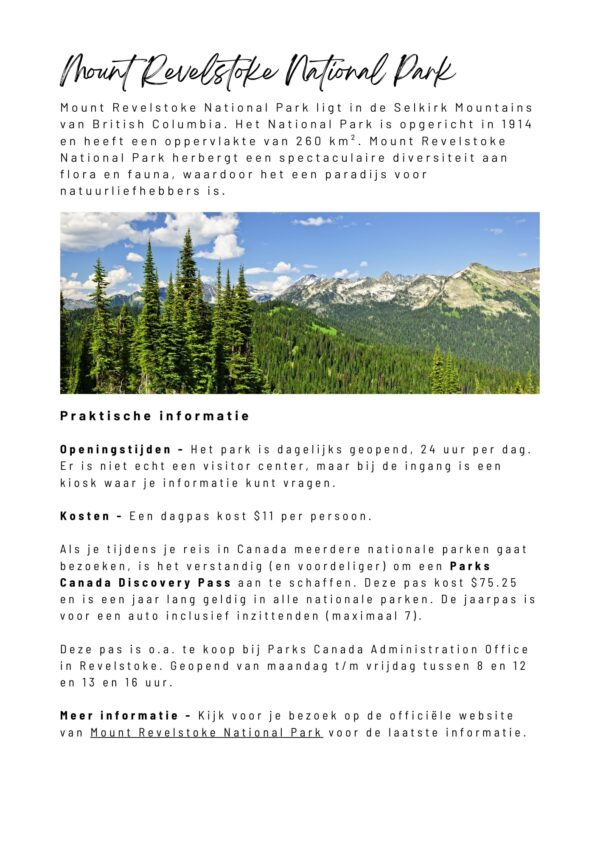 Mount Revelstoke National Park Bouwsteen - voorbeeldpagina