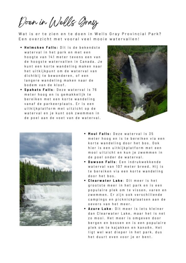 Wells Gray Provincial Park Bouwsteen voorbeeldpagina